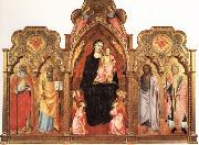 GADDI, Agnolo, Madonna and Child with Angels and SS.Benedict and Peter.john the Baptist and Miniato